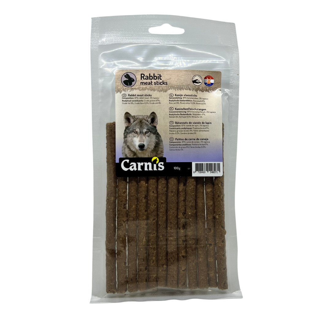 Konijn vleessticks 100 gram.